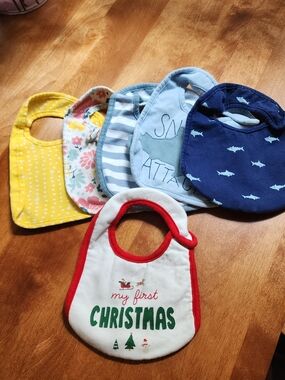 cloud island Baby Bibs Set - White, Red, Yellow, Blue, Navy, Floral